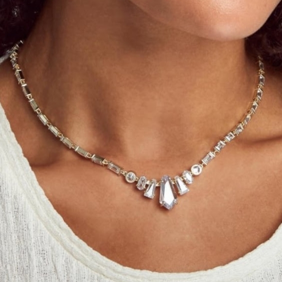 Kendra Scott Jewelry - Kendra Scott Christianne Rhodium Collar Necklace in Lustre Glass Formal Jewelry